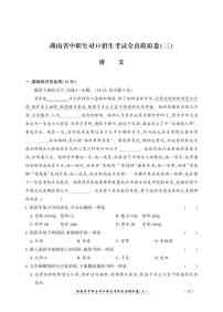 2023版湖南省中职生对口招生考试语文全真模拟卷(三)