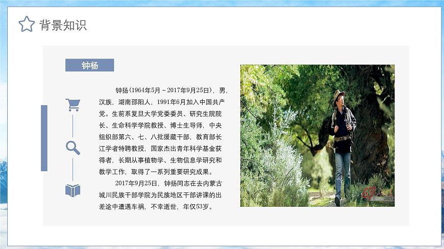 中職語(yǔ)文部編高教版2023職業(yè)模塊1.3《探界者鐘楊》教學(xué)課件ppt第4頁(yè)