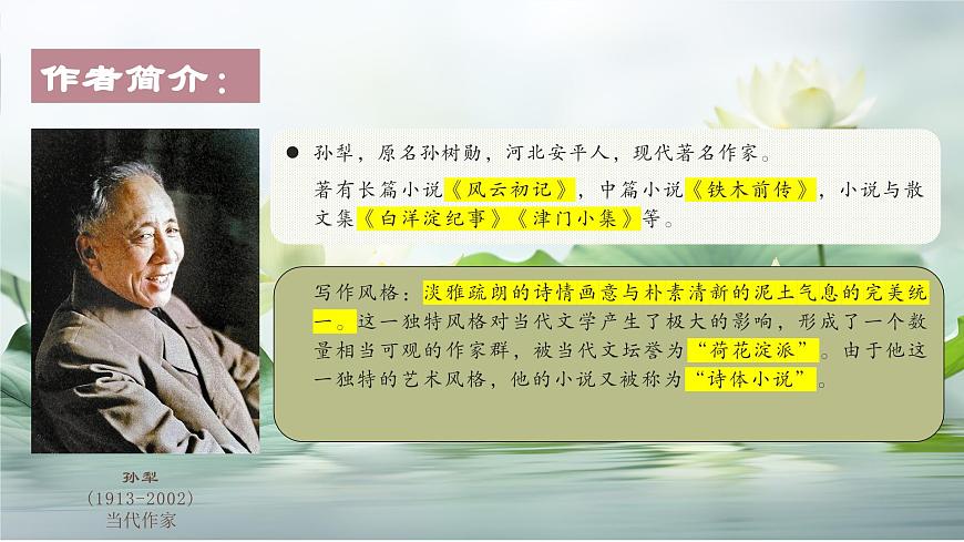 部編高教版 中職語文 基礎(chǔ)模塊上冊(cè) 1-3《荷花淀》 （ppt課件）第4頁