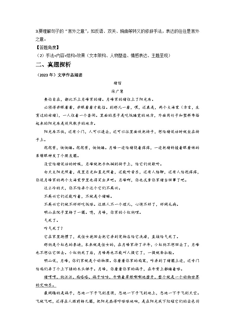 專題 小說(shuō)閱讀(賞析重要詞語(yǔ)與句子的含義)(解析版)第3頁(yè)