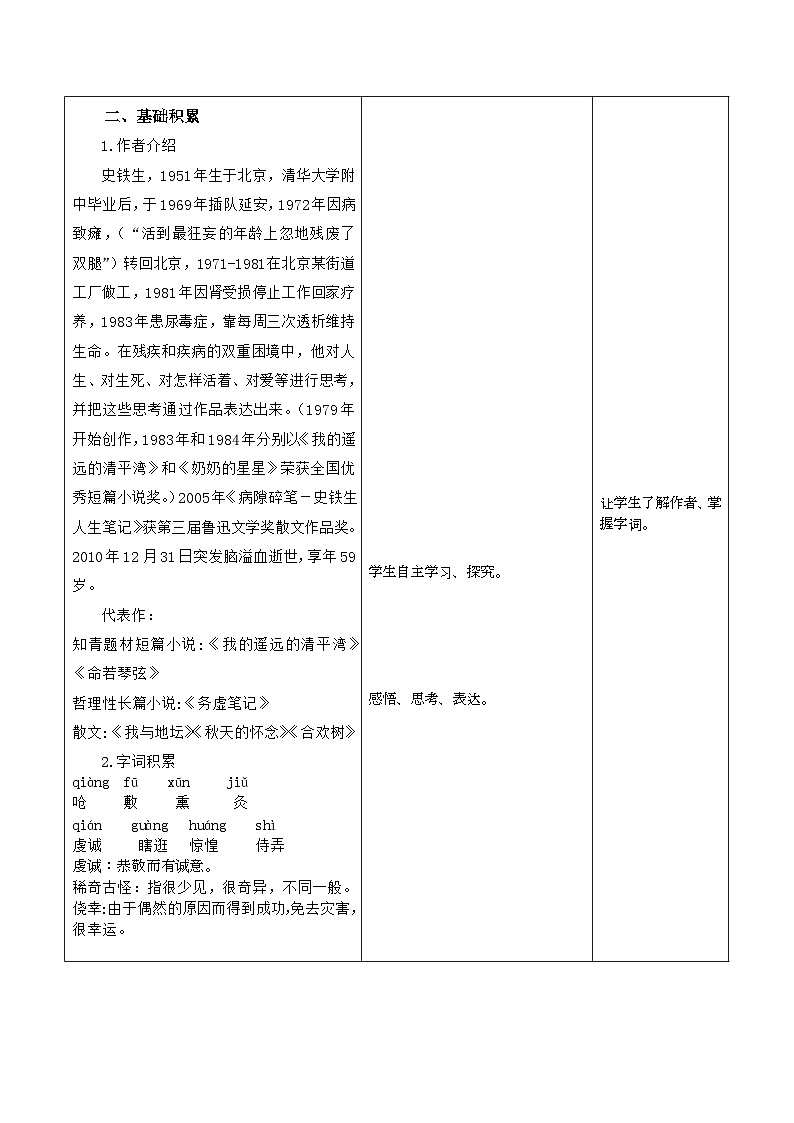 高教版+中職語文+基礎模塊下冊01合歡樹-教學設計第2頁