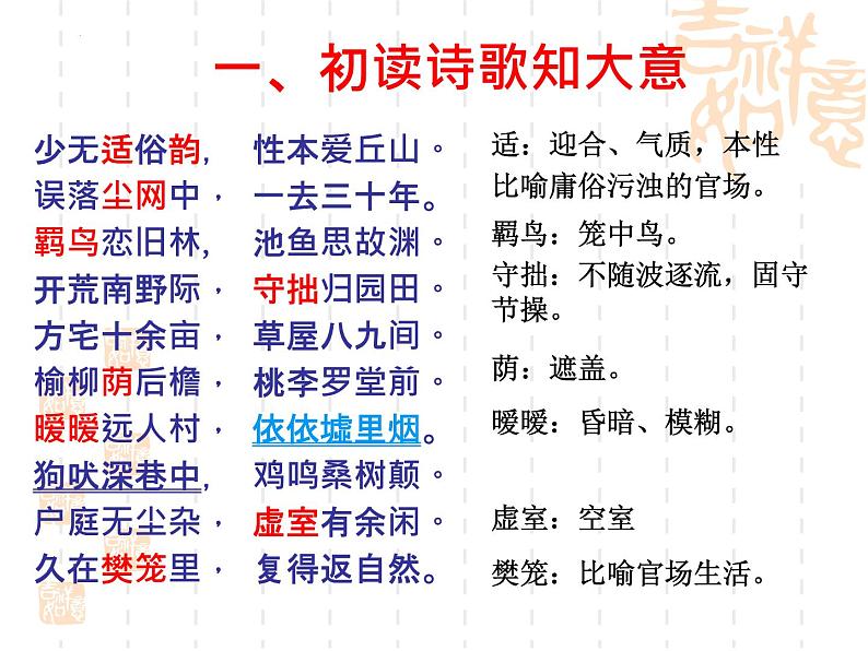 7.1《归园田居(其一)》课件++2023—2024学年高教版(2023)中职语文基础模块下册第4页