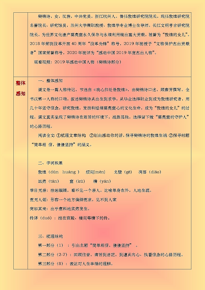 部编高教版2023中职语文职业模块 3.2《简单相信,傻傻坚持》教案02