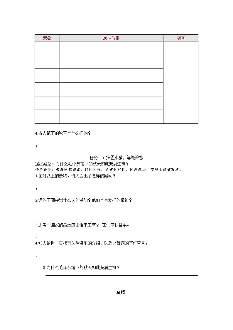 部编高教版(2023)中职语文职业模块上册第一单元第一课《沁园春长沙》课件+学案+知识梳理02
