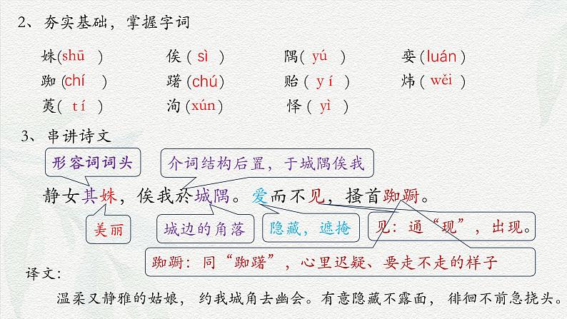 《静女》-2024-2025学年高一基础模块上册同步备课教学课件(高教版2023)07