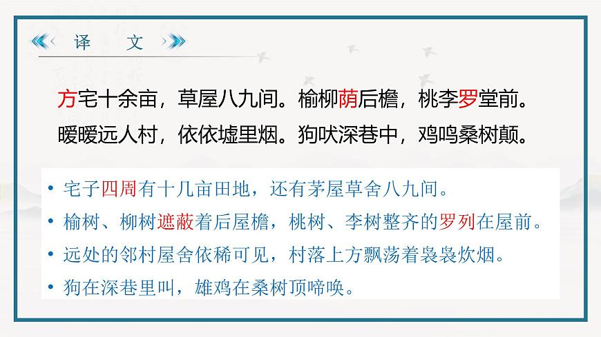 部編高教版2023 中職語文 基礎(chǔ)模塊下冊 第七單元第一課 歸園田居(其一)-課件第8頁