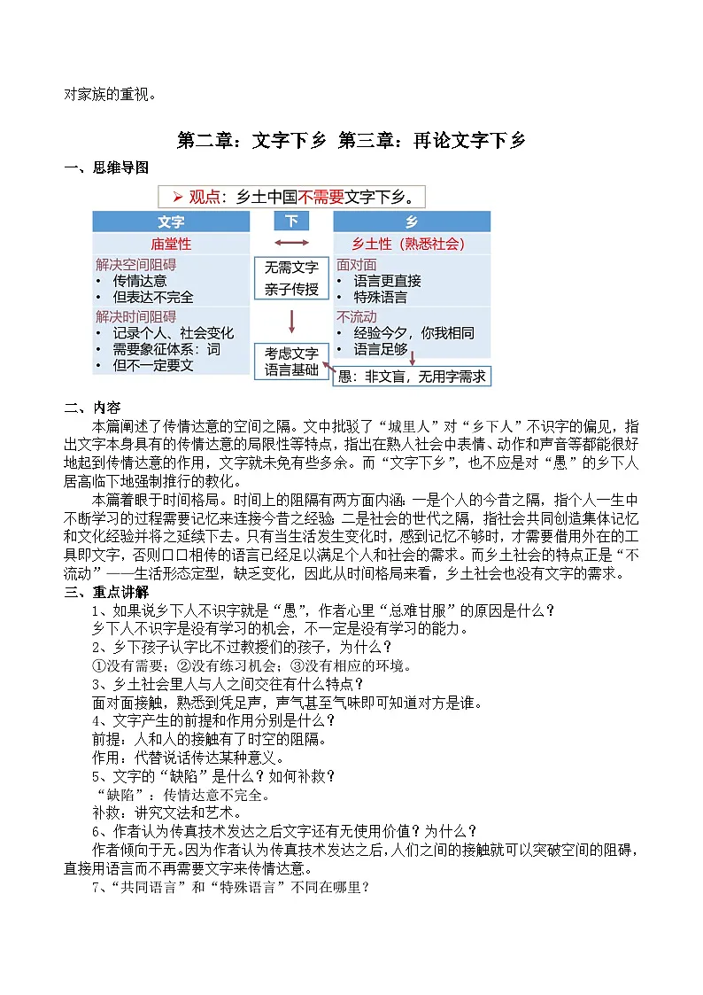 部编高教版2023 中职语文 基础模块下册 第四单元 乡土中国-知识点第2页