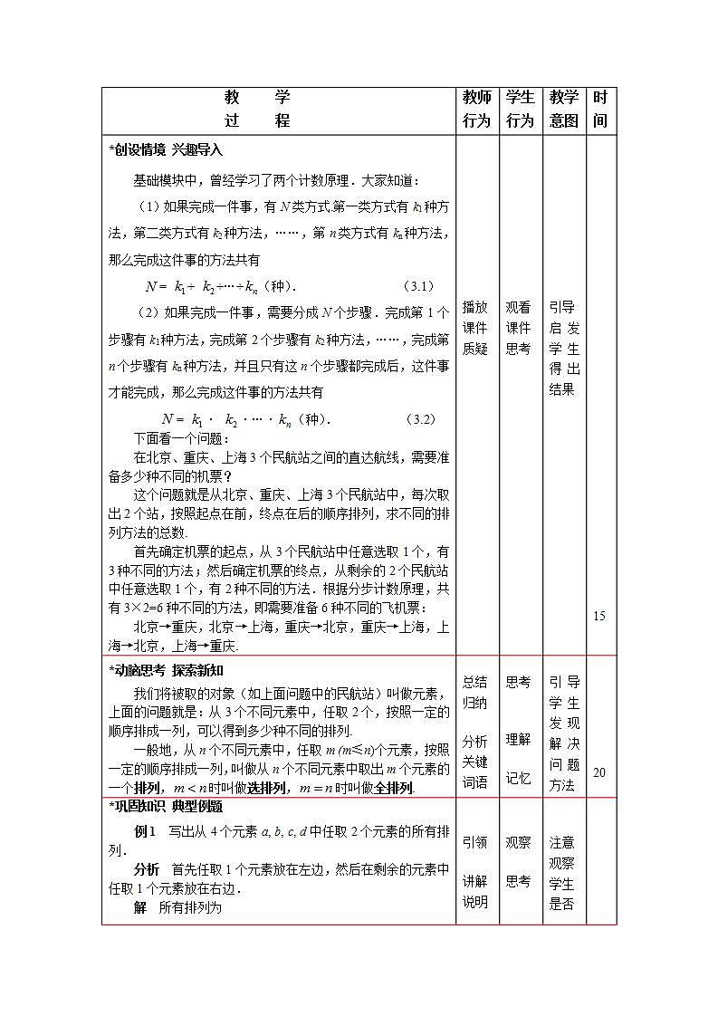 中职数学拓展模块:3.1《排列与组合》优秀教学设计02