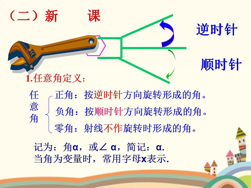 【語(yǔ)文版】中職數(shù)學(xué)基礎(chǔ)模塊上冊(cè)：5.1《角的概念與推廣》ppt課件（2）第7頁(yè)
