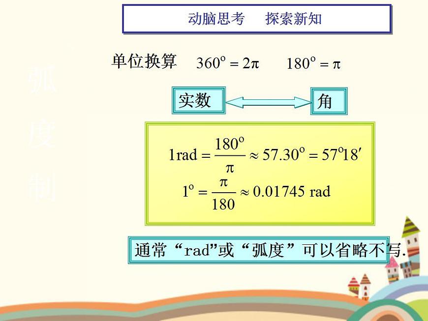 【語文版】中職數(shù)學基礎(chǔ)模塊上冊:5.2《弧度制》ppt課件(1)第4頁