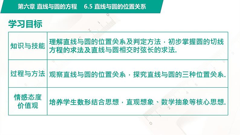 6.5 直线与圆的位置关系 中职数学 高一下学期同步教学课件(高教版·2021 基础模块下册)02
