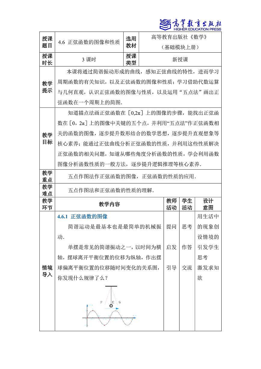4.6 正弦函數(shù)的圖像和性質(zhì)第1頁