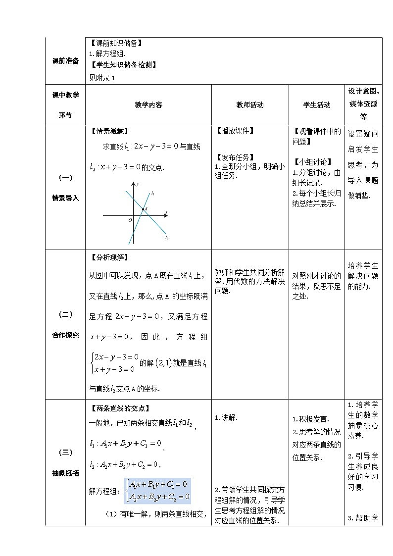 【北师大版中职数学】基础模块下册 6.4 两条直线的交点(课件+教案)02