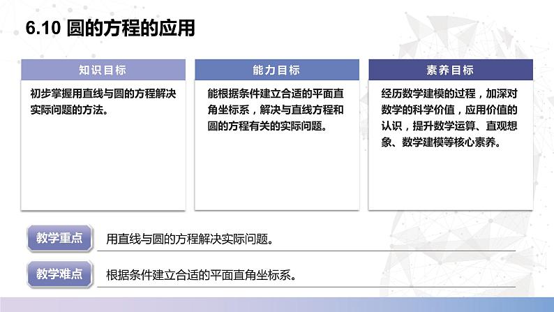 【北师大版中职数学】基础模块下册 6.10 圆的方程的应用(课件+教案)02