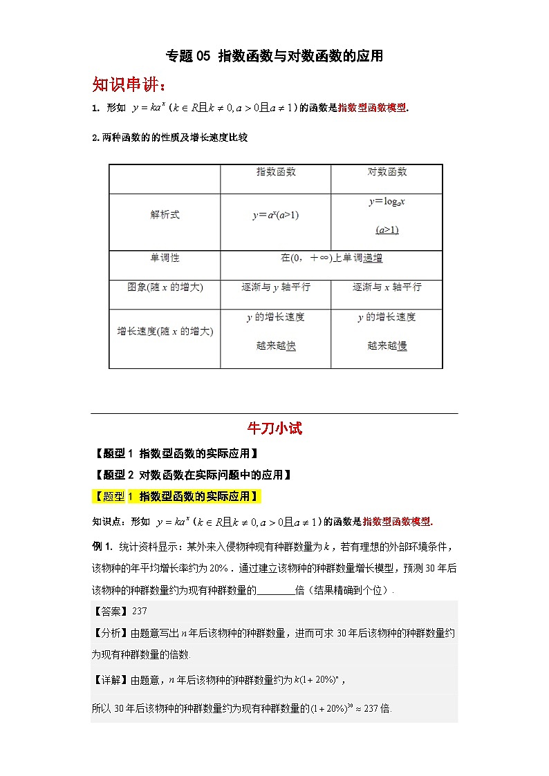 专题05 指数函数与对数函数的应用(解析版)第1页