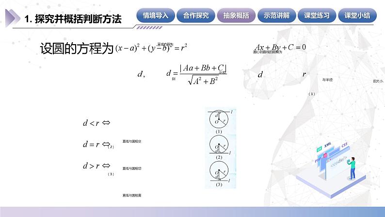 北师大版中职《数学》下册课件《直线与圆》单元6.9.2判断直线与圆的位置关系(二)PPT第6页