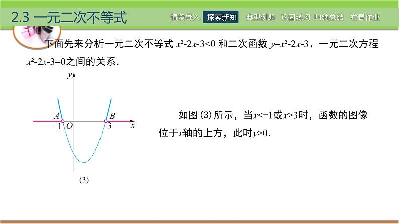 中职数学 高教版(2021·十四五)基础模块上册 2.3一元二次不等式 PPT课件+教案+课内练习题答案07