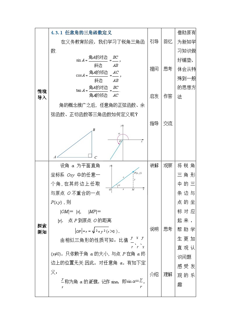 【同步教案】中职数学高教版基础模块上册4.3 任意角的三角函数02