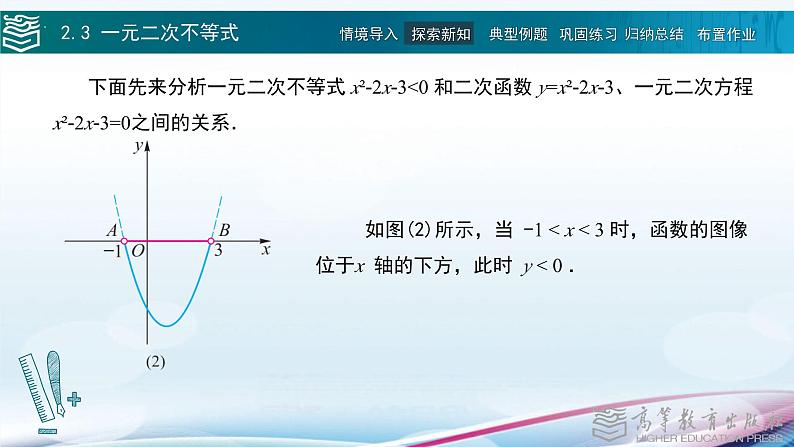 高等教育出版社 数学基础模块(上册)第二章 第三节一元二次不等式 PPT课件第6页