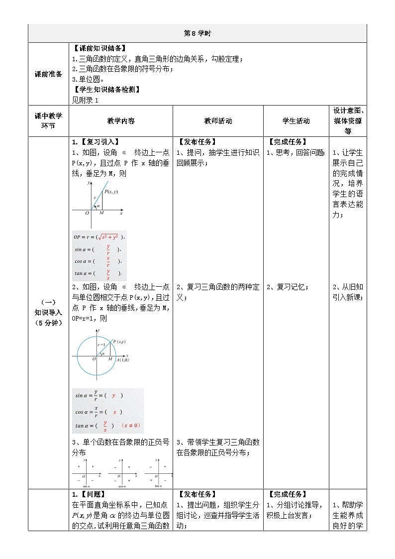 《三角函数》单元第8-9课时(同角三角函数的关系)教学设计第2页