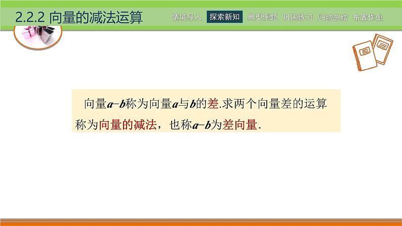 2.2.2向量的减法运算 中职数学高教版(2021~十四五)拓展模块一上册PPT课件第3页