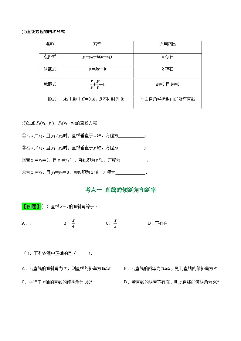 中职高考数学一轮复习讲练测8.1 直线的方程(讲)(原卷版)第2页