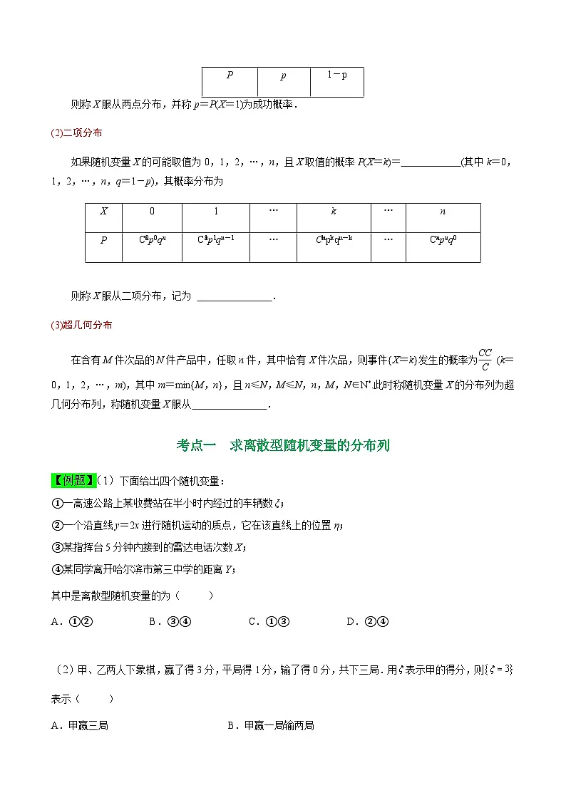 中职高考数学一轮复习讲练测11.3 离散型随机变量及其分布列(讲)(原卷版)第2页