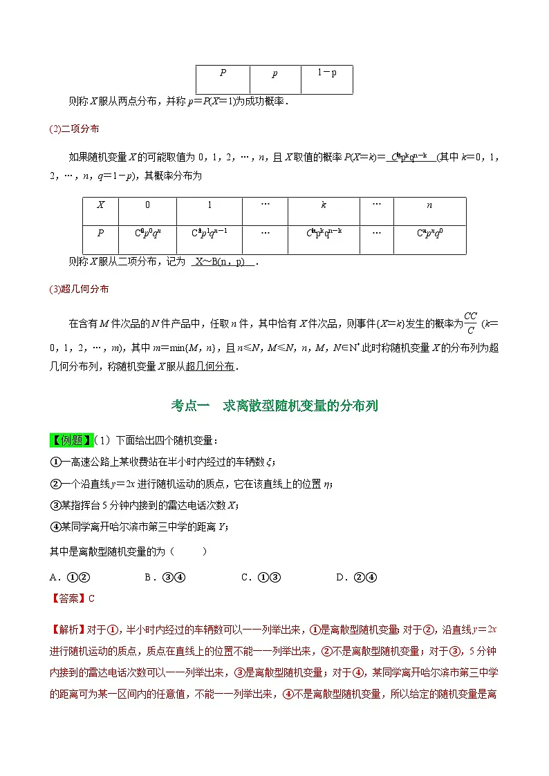 中职高考数学一轮复习讲练测11.3 离散型随机变量及其分布列(讲)(解析版)第2页