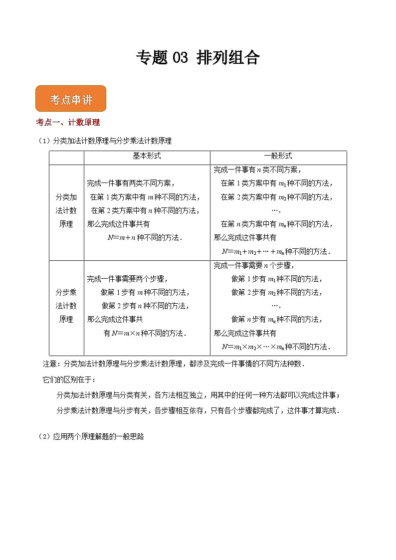 专题03 排列组合(练习精讲)(高教版2021拓展模块下册)(解析版)第1页