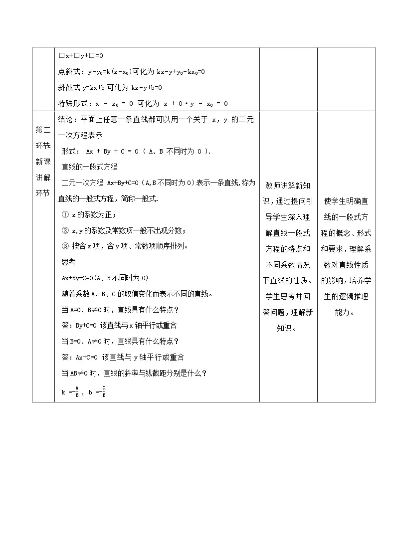 高教版2023修订版·高教版基础模块 6.2.3 直线的一般式方程 教学设计第3页