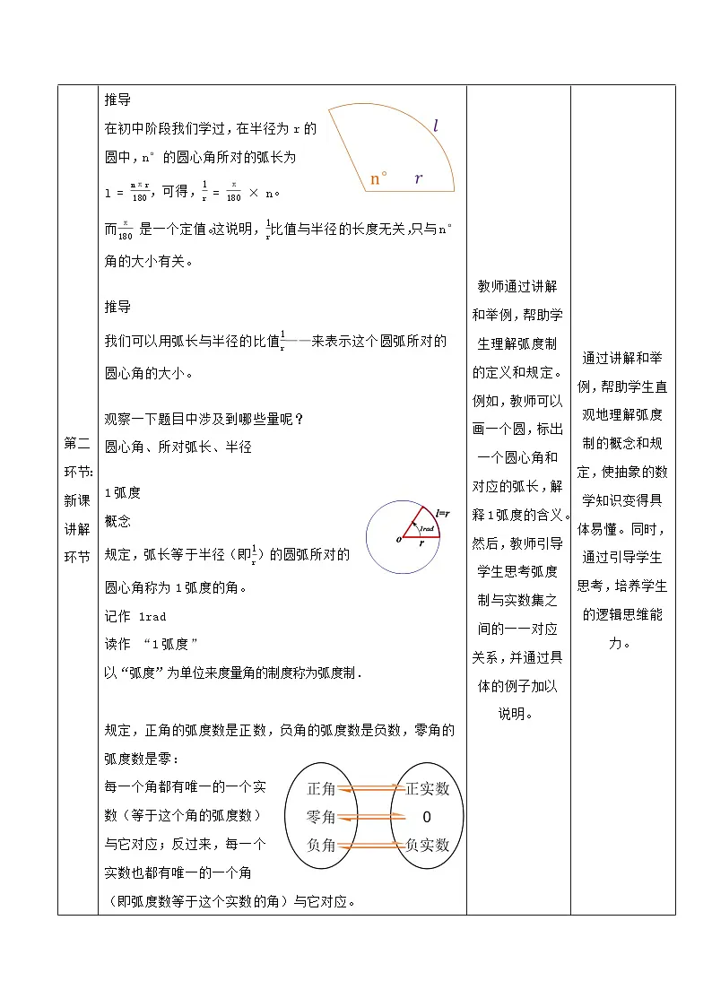 高教版基础模块 4.2 弧度制 教学设计第3页