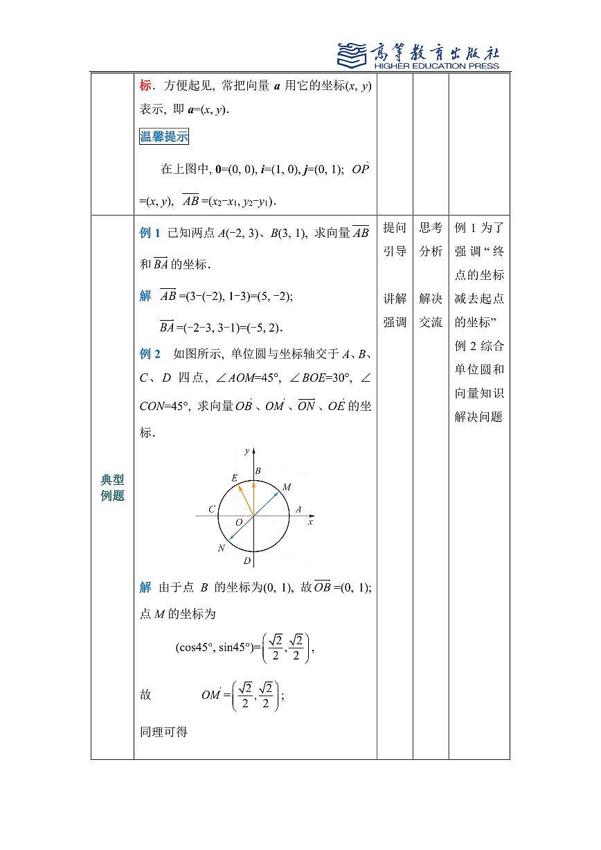 2.4向量的坐标表示教案第3页