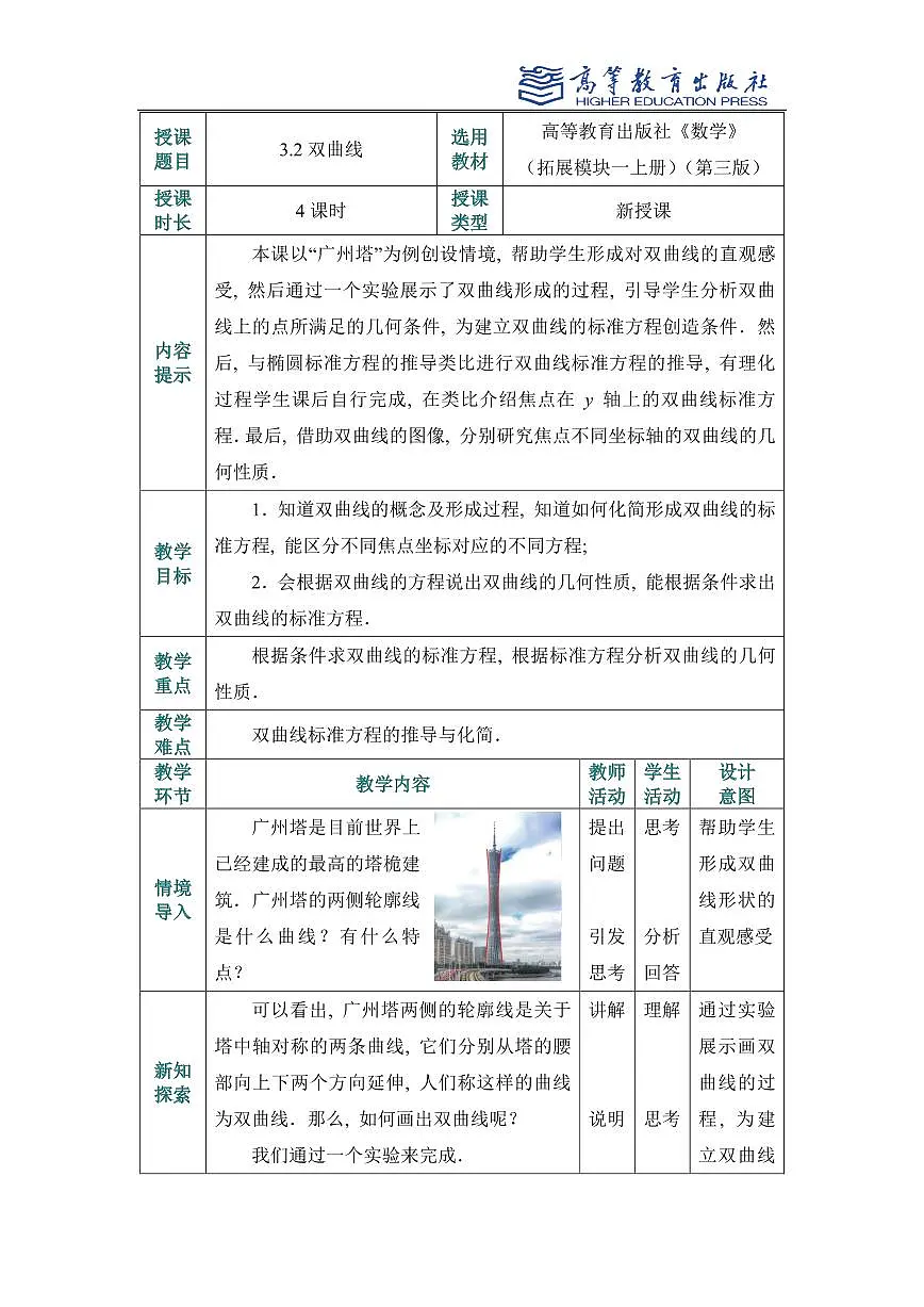 3.2双曲线教案第1页