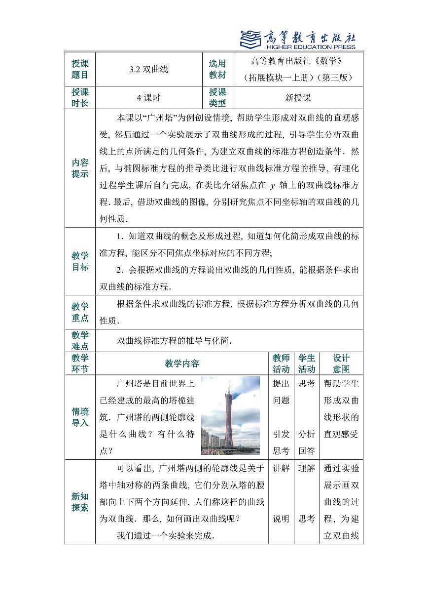 3.2双曲线教案第1页