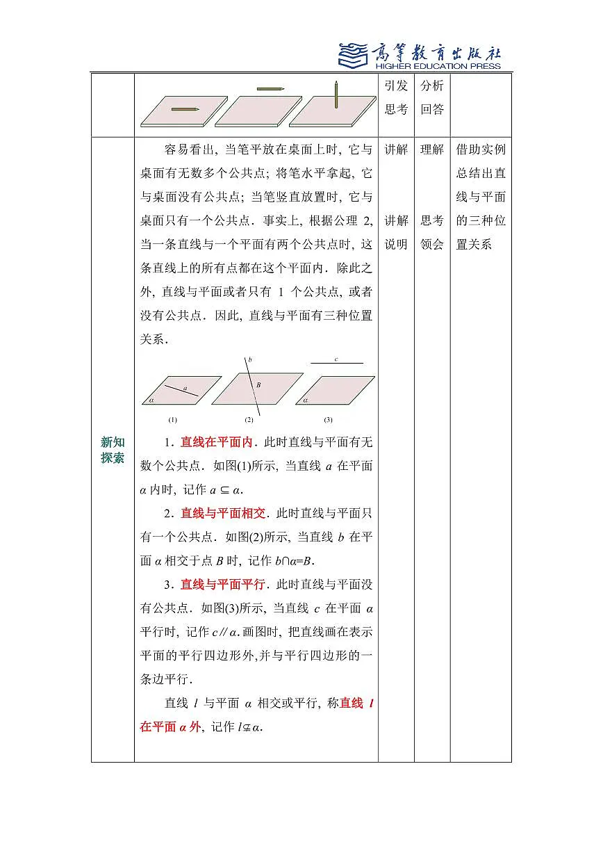 4.3直线与平面的位置关系教案第2页