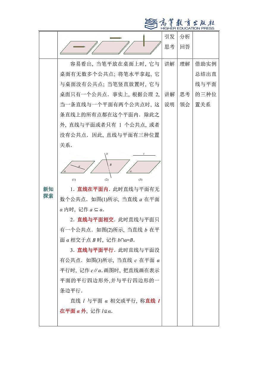 4.3直线与平面的位置关系教案第2页