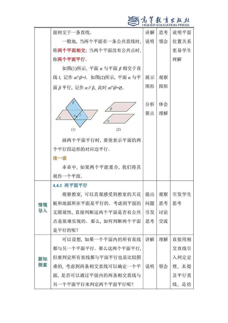 4.4平面与平面的位置关系教案第2页