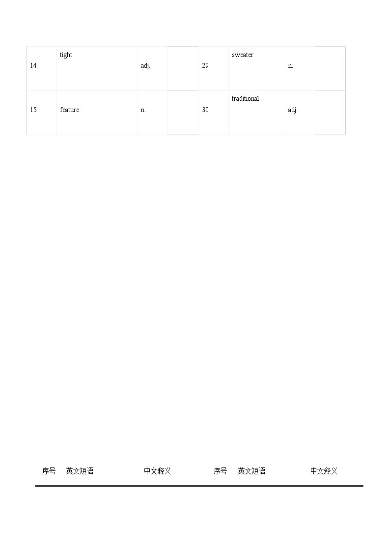 Unit3 Shopping-【中职英语】高一同步单元单词默写(高教版2021·基础模块1)(原卷版)第2页
