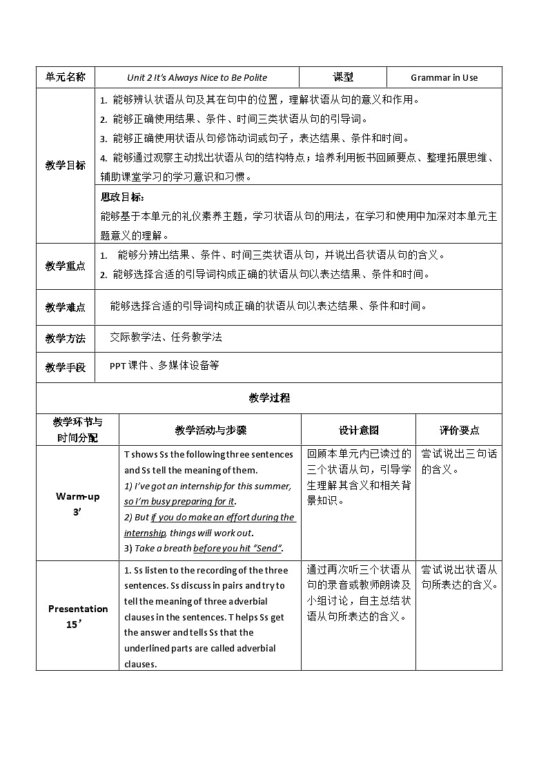【教师必备】中职英语外研版2021拓展模块 U2教案(多课时)01