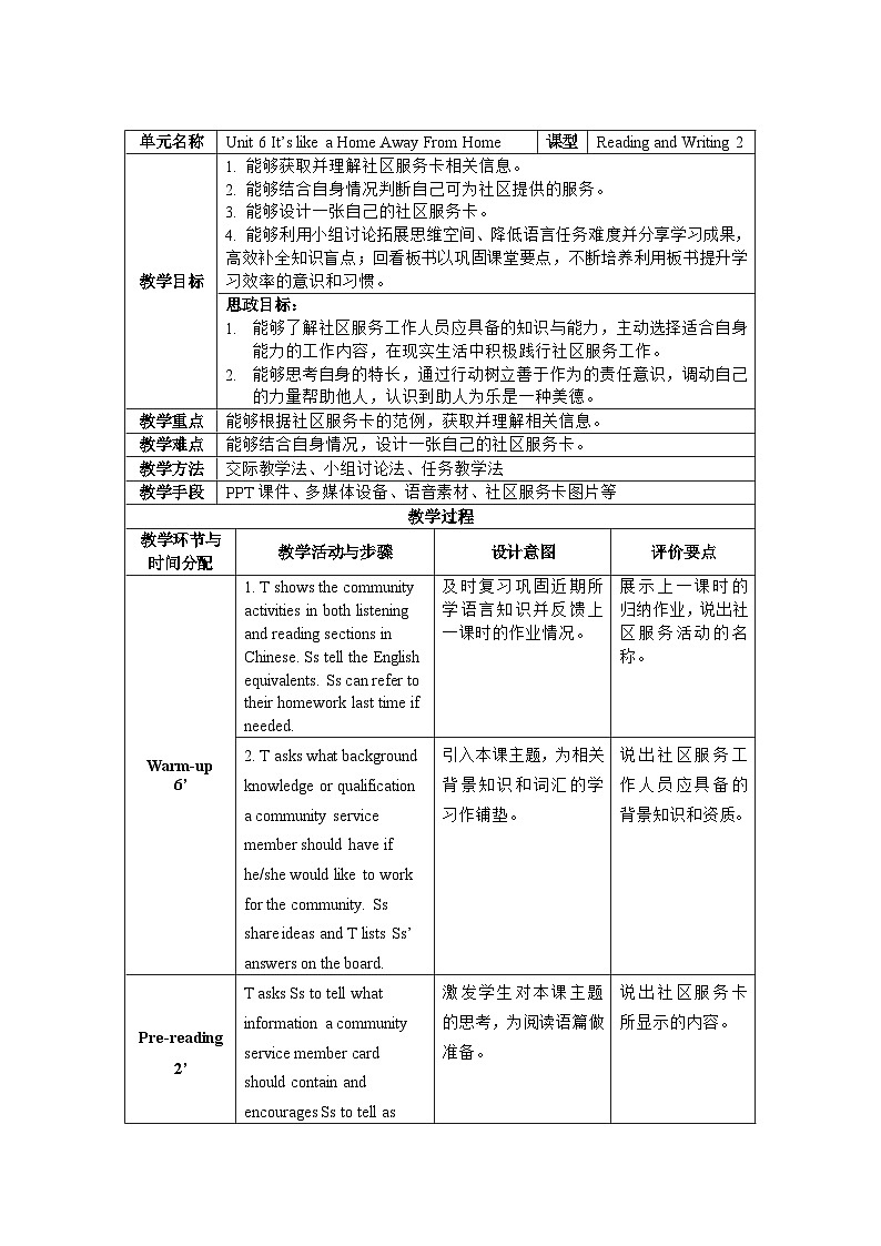 【教师必备】中职英语外研版2021拓展模块 U6教案(多课时)01