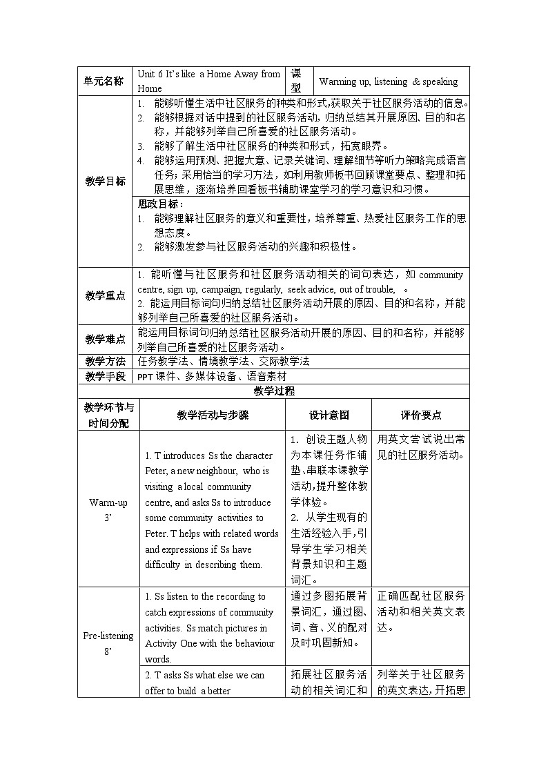 【教师必备】中职英语外研版2021拓展模块 U6教案(多课时)01