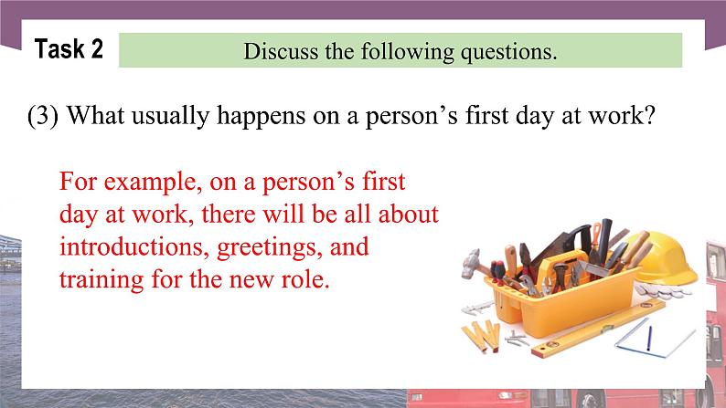 Unit 1 First Day at Work 第1课时 Listening & Speaking高二英语(外研版2021职业模块工科类)课件+教案+同步练习含答案07
