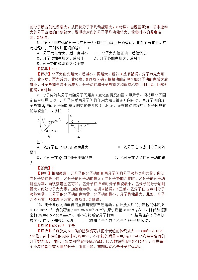 主题三 热现象及能量守恒 第一节 分子动理论(解析版)第3页