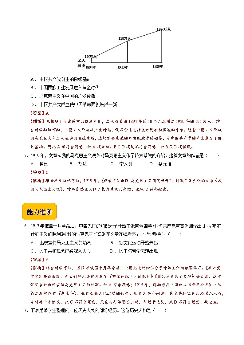 第19课 五四运动与中国共产党的成立【同步练习】(解析版)第2页