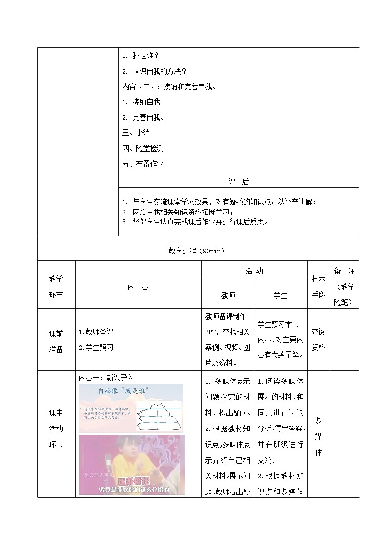 【2023部编高教版】中职思想政治 心理健康与职业生涯 第三课 发现自我 完善自我 教案02
