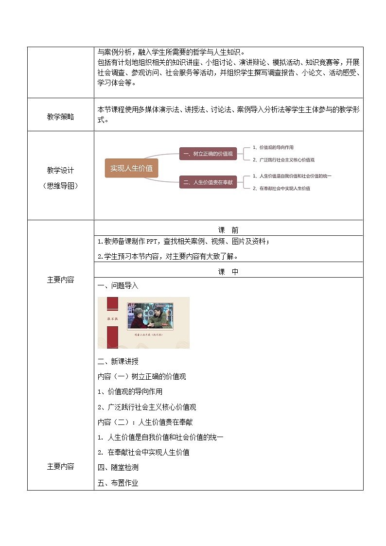 【2023部编高教版】 中职思想政治 哲学与人生 第十二课 实现人生价值 教案02