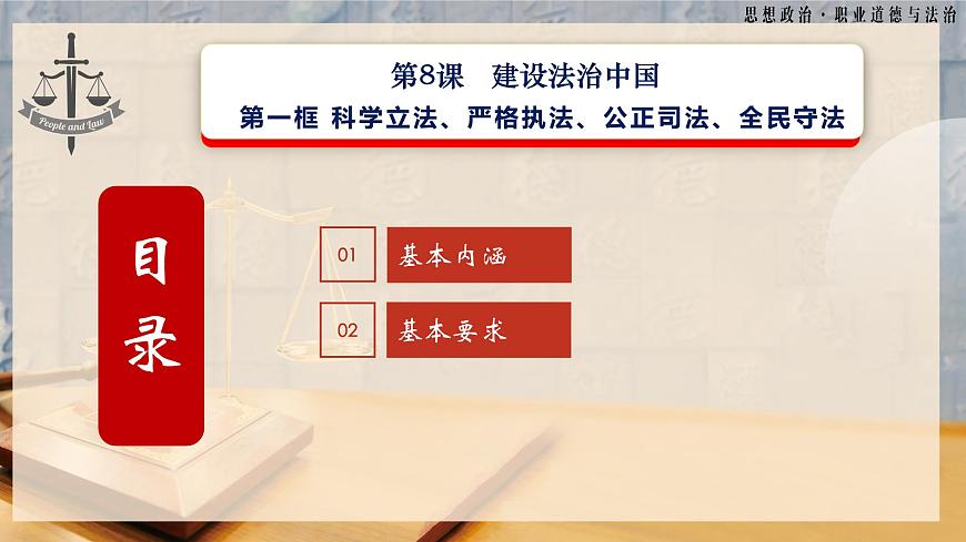 第8課《建設法治中國》第1框《科學立法嚴格執(zhí)法公正司法全民守法》-【中職專用】《職業(yè)道德與法治》同步課堂精品課件第4頁