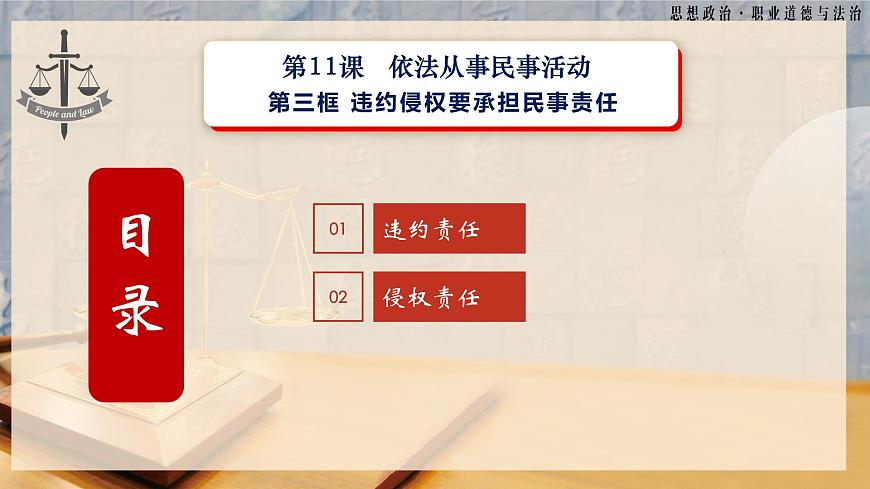 第11課《依法從事民事活動》第3框《違約侵權(quán)要承擔(dān)民事責(zé)任》-【中職專用】《職業(yè)道德與法治》同步課堂精品課件第4頁