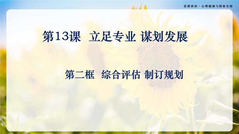 第13课《立足专业 谋划发展》第2框《综合评估，制订规划》-【中职专用】《心理健康与职业生涯》同步课堂精品课件02