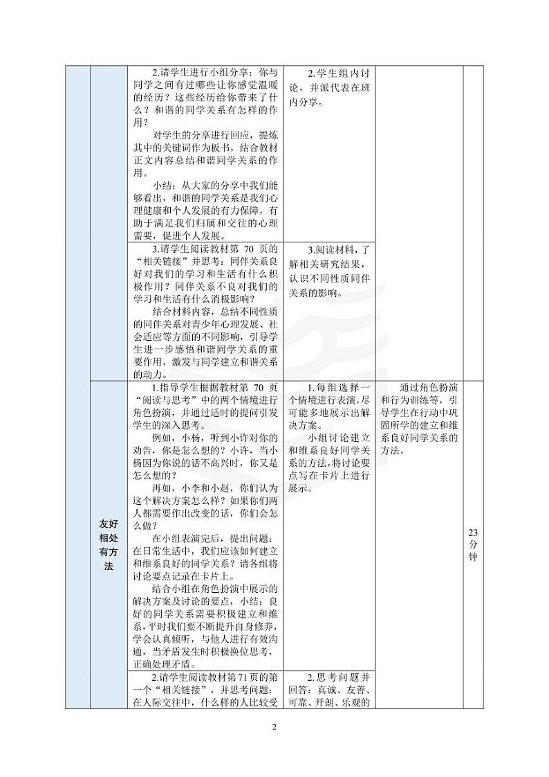部编高教版 中职思想政治 心理健康与职业生涯规划 第9课第1课时《相伴相助,融洽相处》教案02